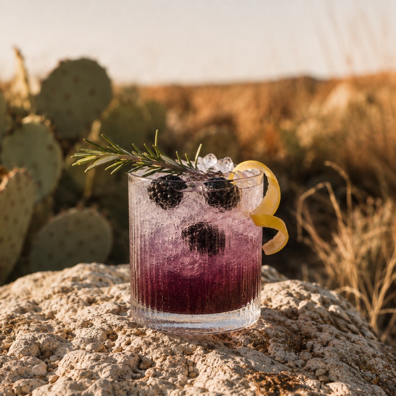 Blackberry Lemon Spritz with rosemary and lemon twist