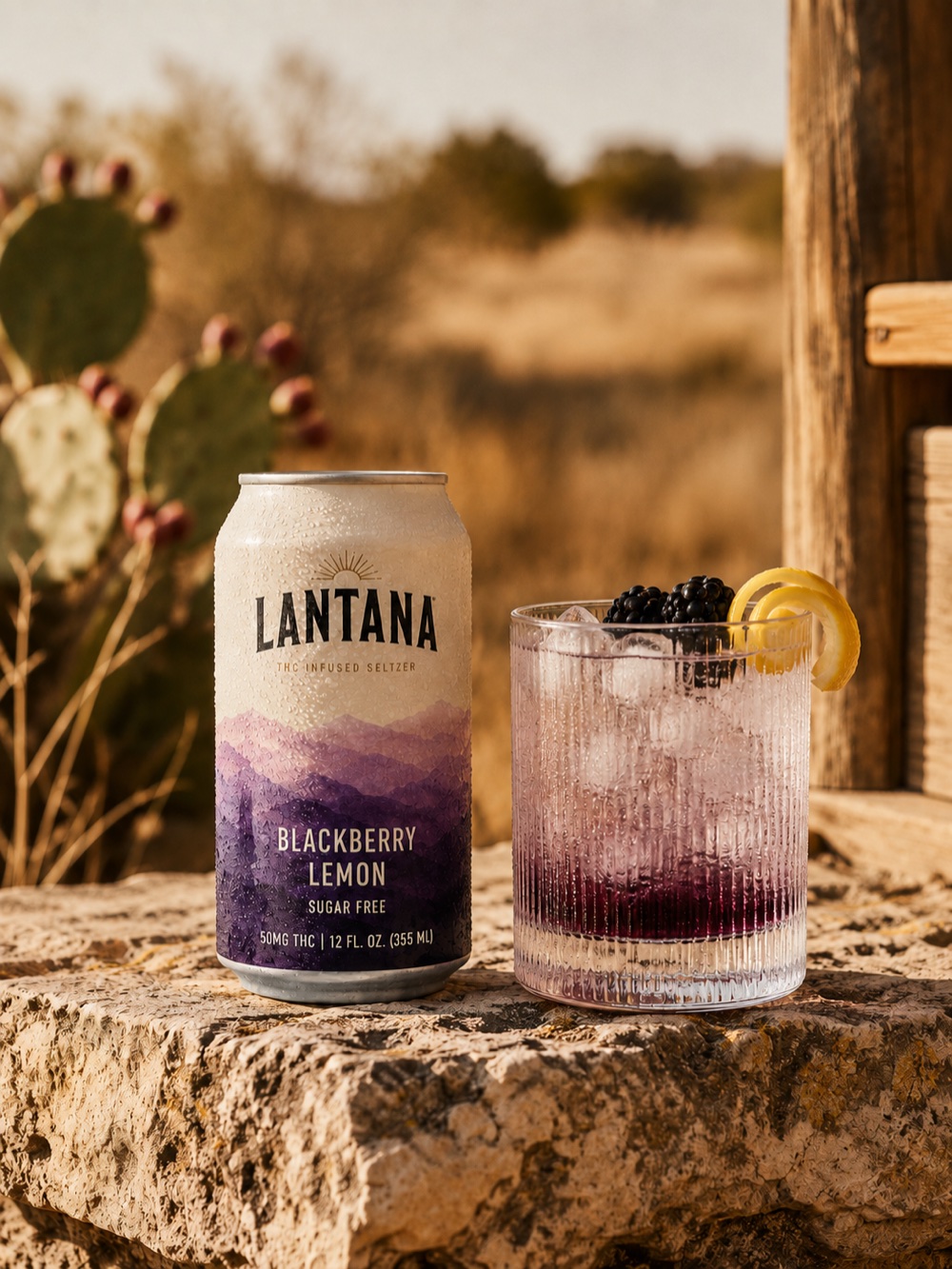 Lantana Blackberry Lemon poured over ice
