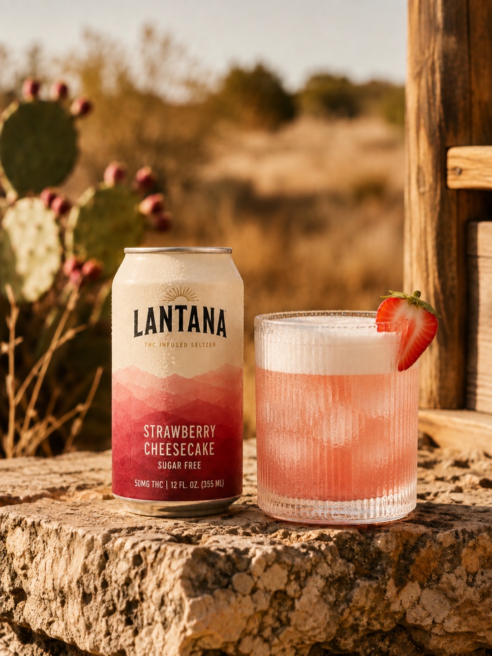 Lantana Strawberry Cheesecake poured over ice